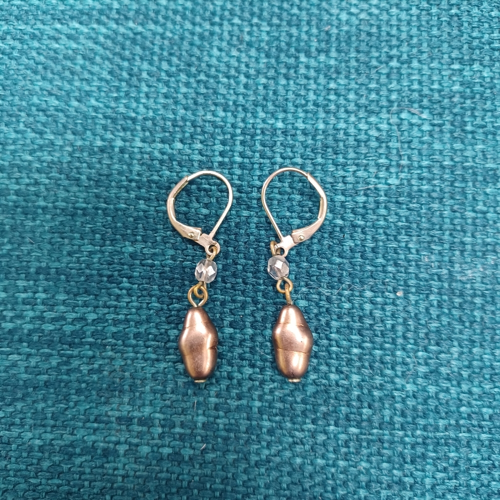 Metallic Brown Dangle Earrings